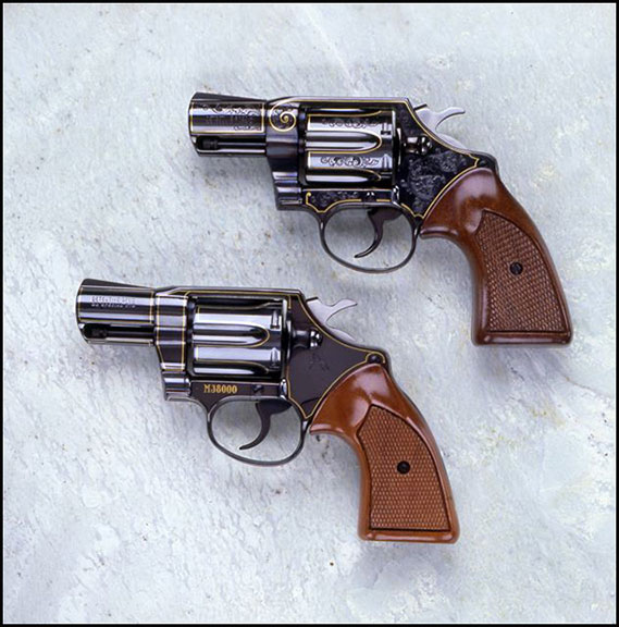 engraved Colt Detective Special revolvers with engraving
