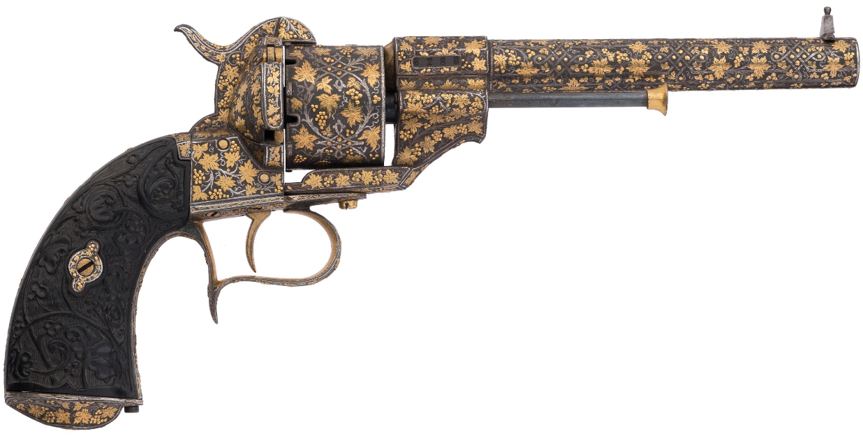 POTD Damascened Orbea Hermanos Pinfire Revolvers (2)