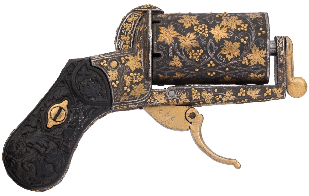 POTD Damascened Orbea Hermanos Pinfire Revolvers (3)