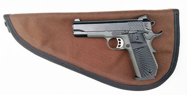 Tisas 1911 Stingray Carry B9BA 9mm semi-auto handgun on a soft case
