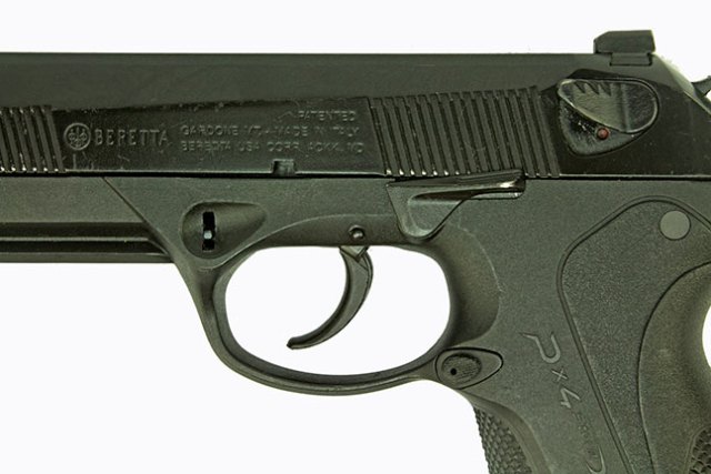 close up of the slide-mounted decocker on the Beretta Px4 Storm