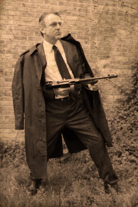 Gangster with Thompson Machine Gun
