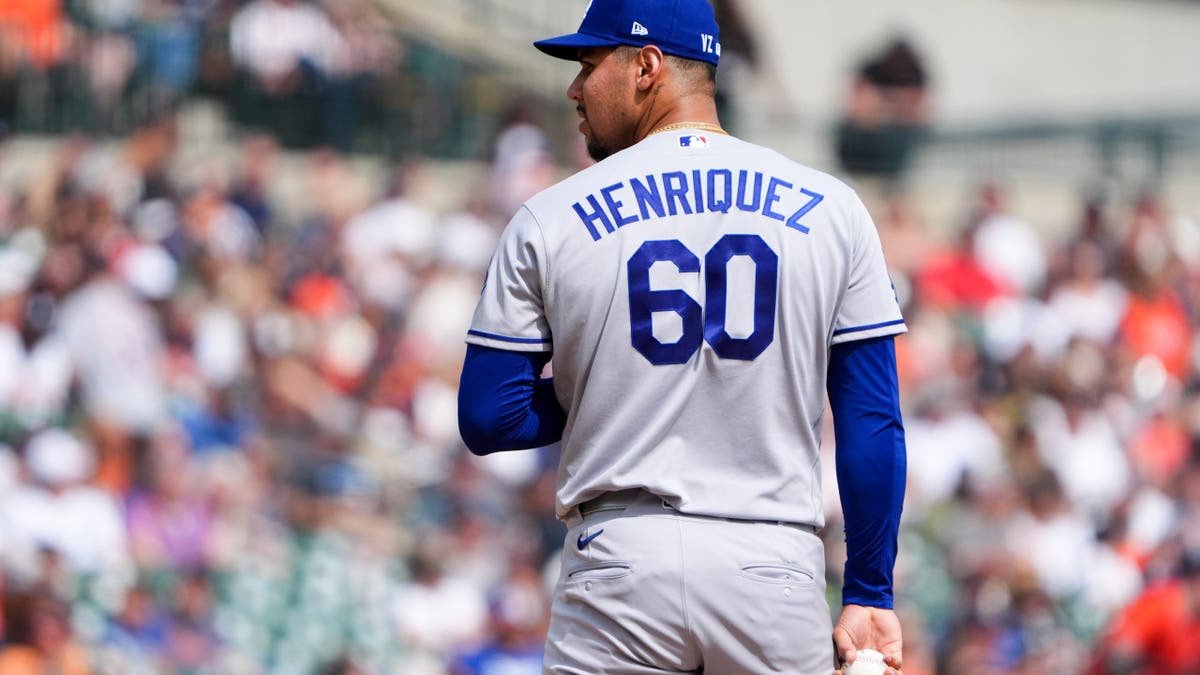 Edgardo Henriquez looks on during a Los Angeles Dodgers game