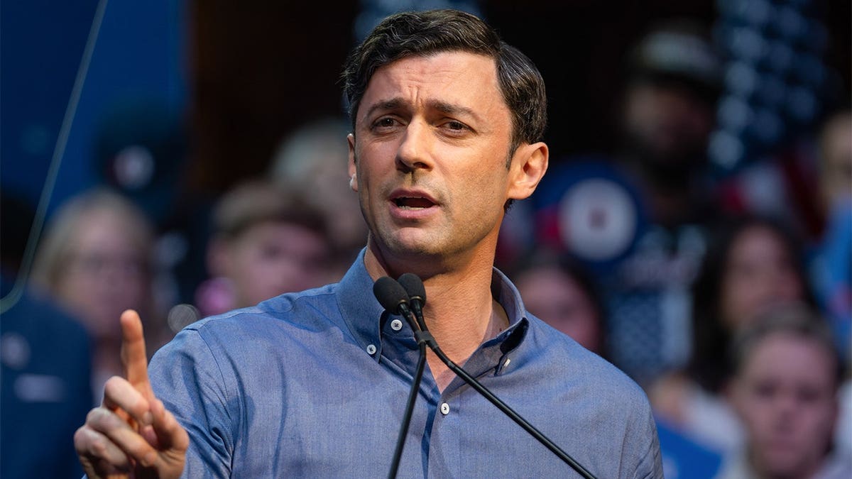 Sen. Jon Ossoff speaks at a campaign event in Atlanta, Georgia.