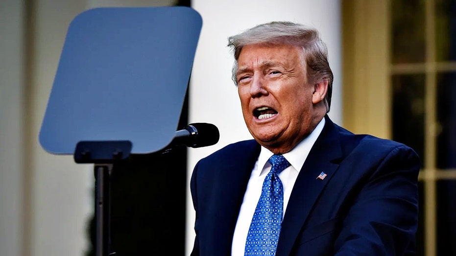 Trump reading from teleprompter