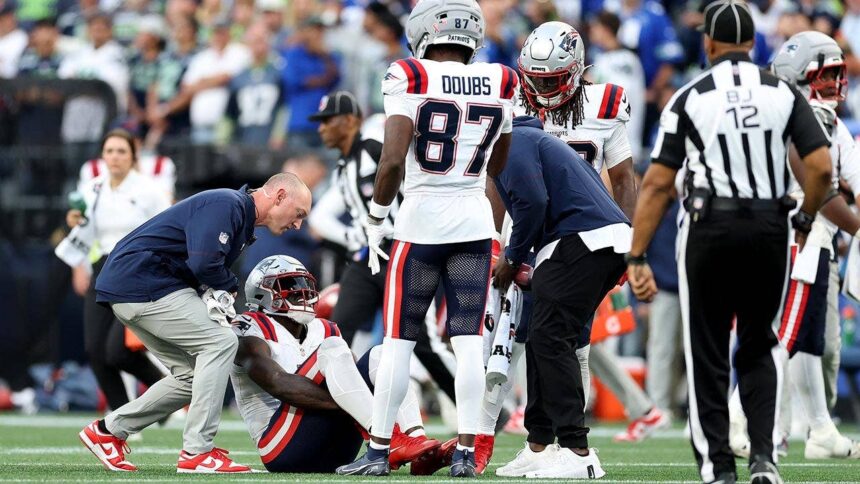 A.J. Brown suffers apparent injury in Patriots debut against Seattle Seahawks in Week 1