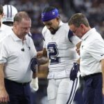 Cowboys’ Cobie Durant gets stepped on in worst place possible during win over Commanders