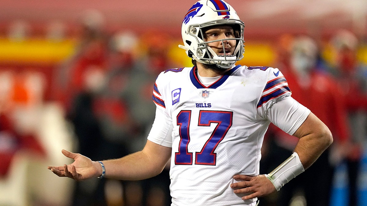 Josh Allen questions a call 