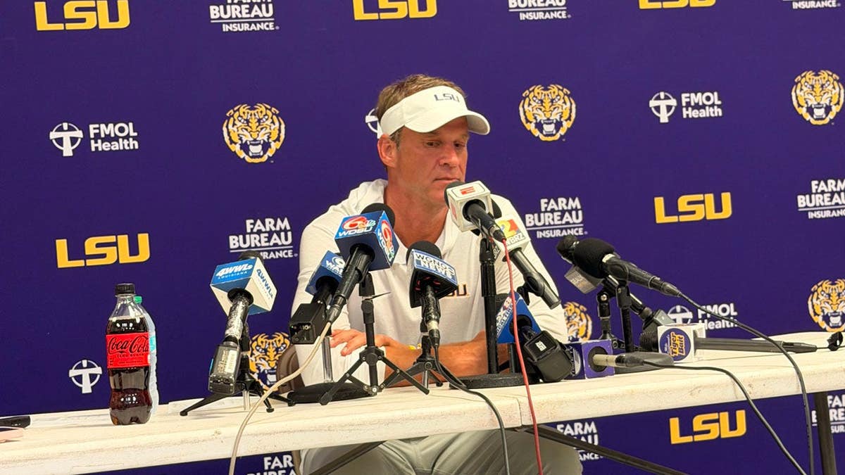 LSU head coach Lane Kiffin speaks with the media following the loss to Ole Miss