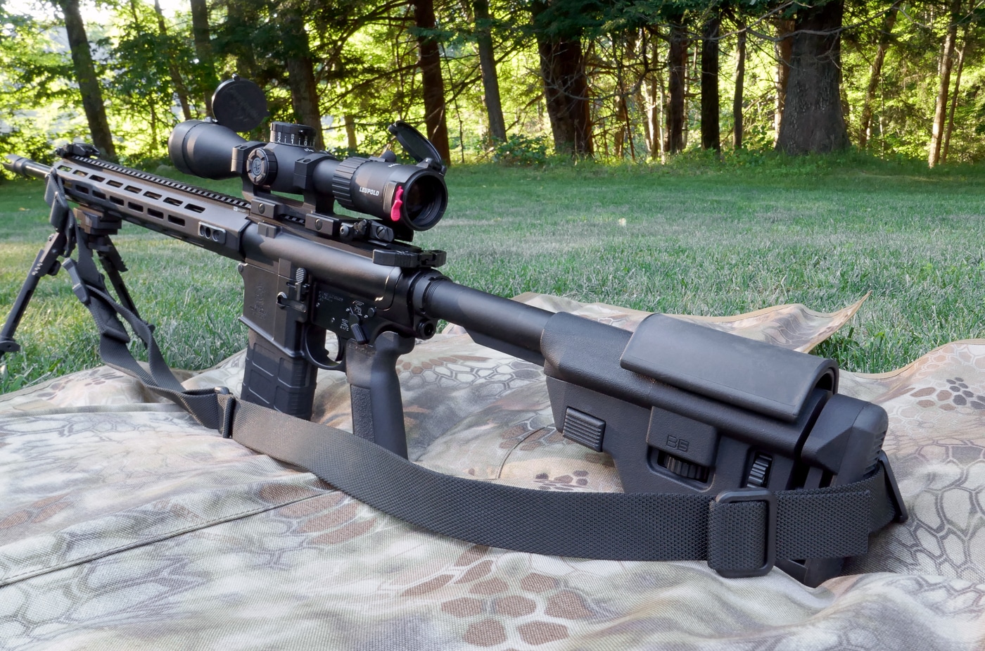 Leupold scope mounted on Springfield Armory SAINT AR-10 rifle