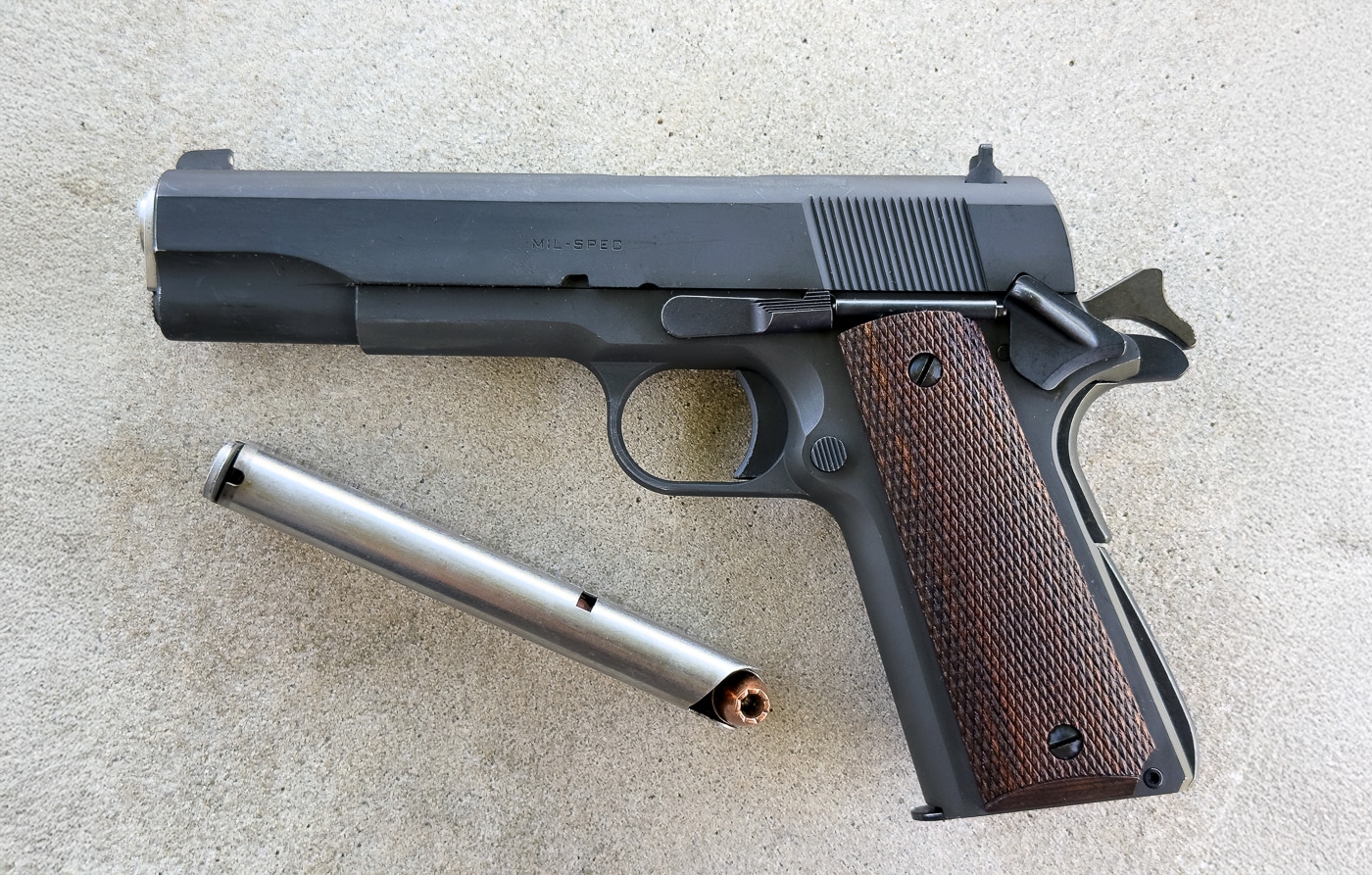 Massad Ayoob's Springfield Armory 1911 Mil Spec pistol completely reliable with hollow point ammunition