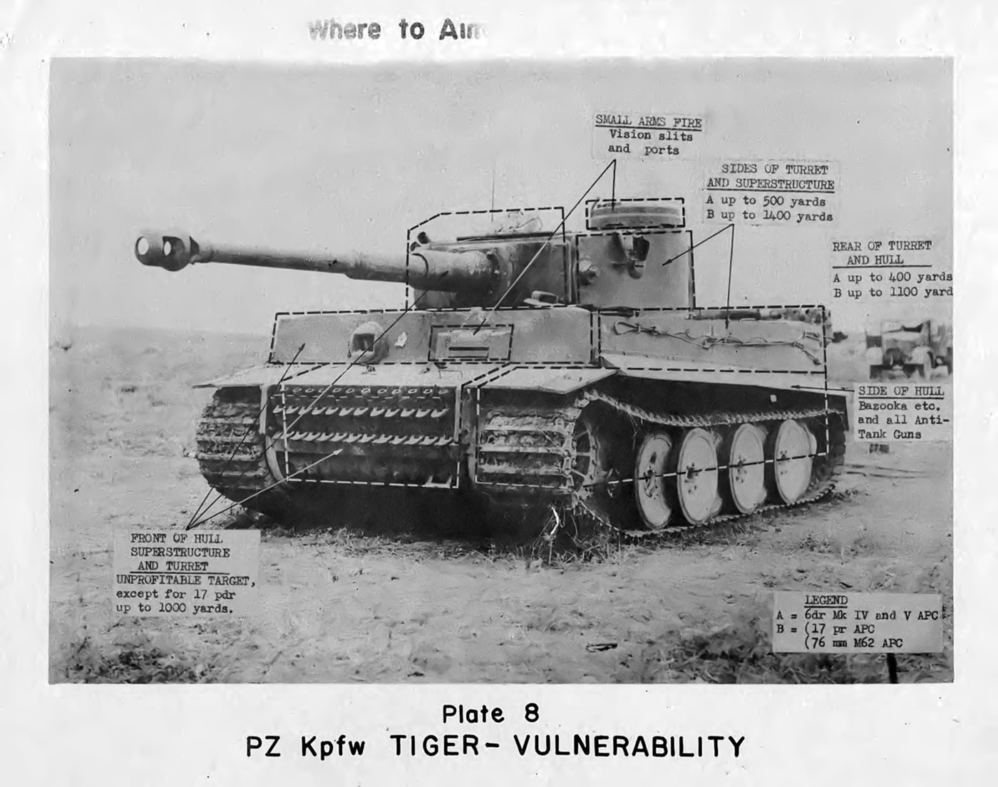 Tiger tank vulnerability diagram from May 1944
