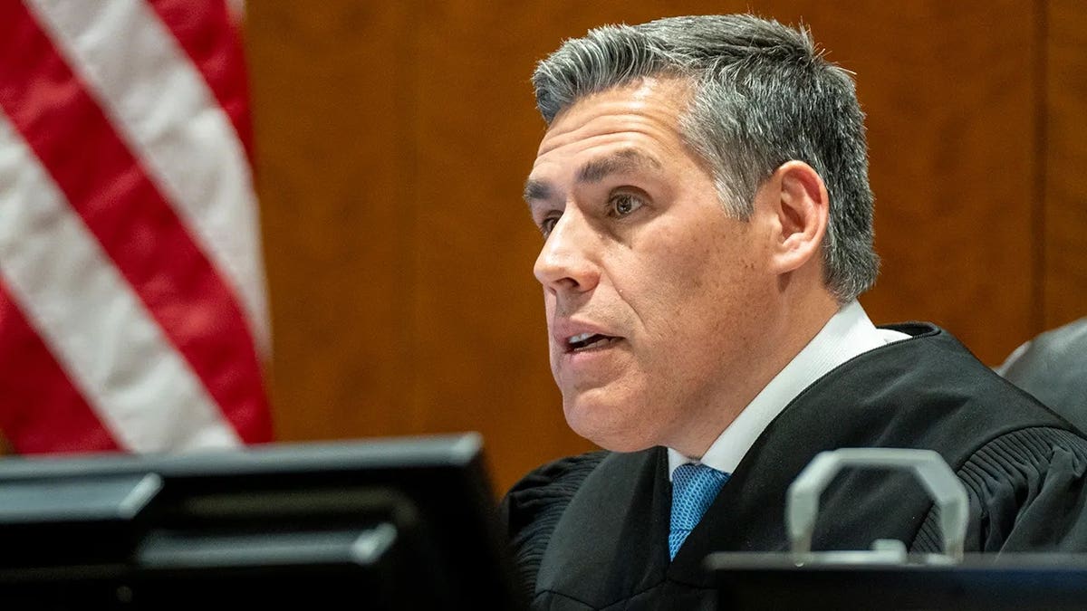 Judge Tony Graf sits at the bench during Tyler Robinson’s preliminary hearing in a Utah courtroom.
