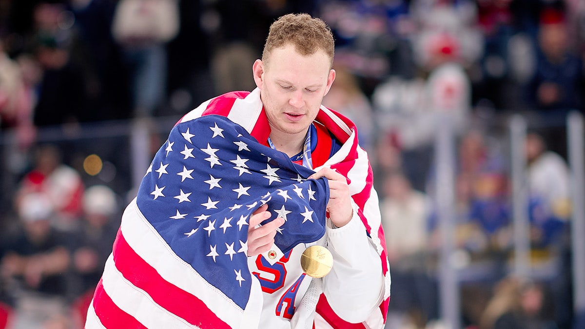 Brady Tkachuk celebrates