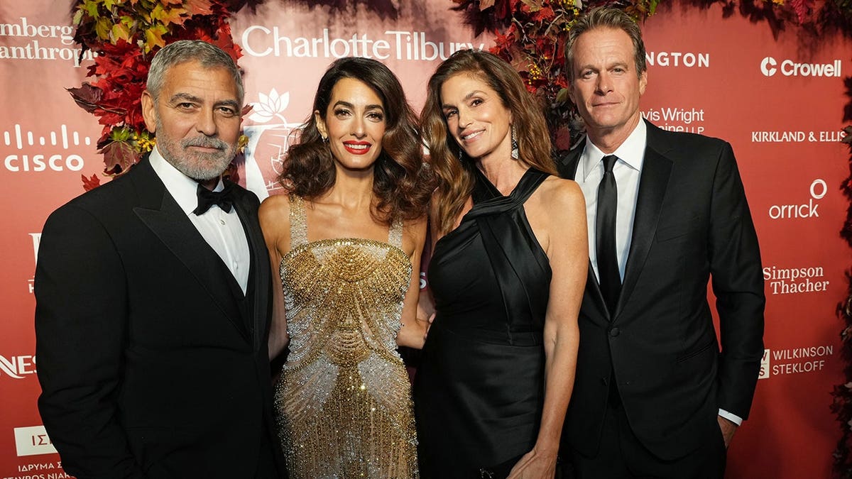 George Clooney, Amal Clooney, Cindy Crawford and Rande Gerber attend the Clooney Foundation for Justice Inaugural Albie Awards.