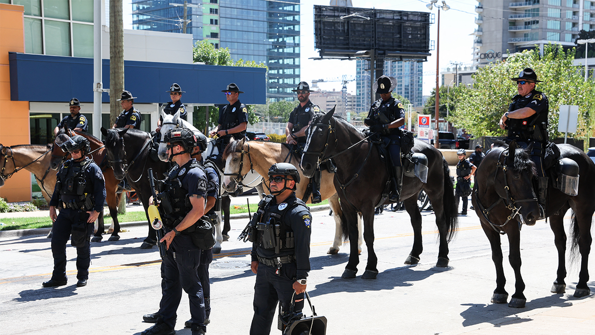 Dallas police respond to an anti-Trump march