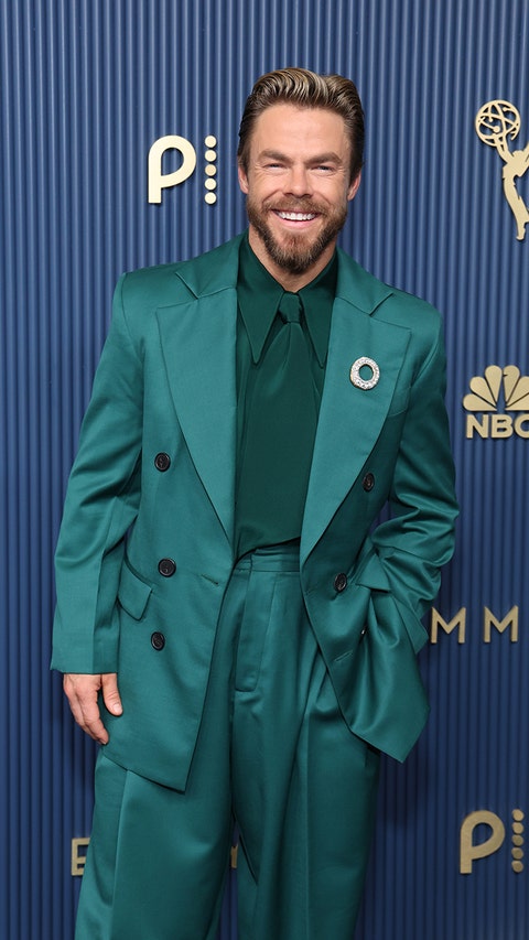 78th PRIMETIME EMMY AWARDS -- Pictured: Derek Hough arrives to the 78th Primetime Emmy Awards held at the Peacock Theater on September 14, 2026. -- (Photo by: Jesse Grant/NBC via Getty Images)