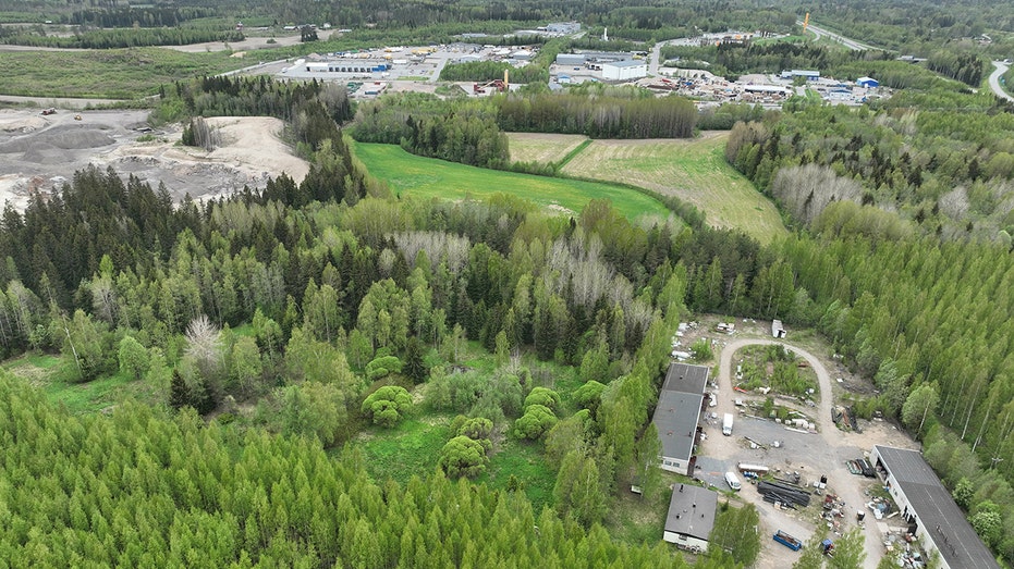 A drone view of an AI data center in Finland.