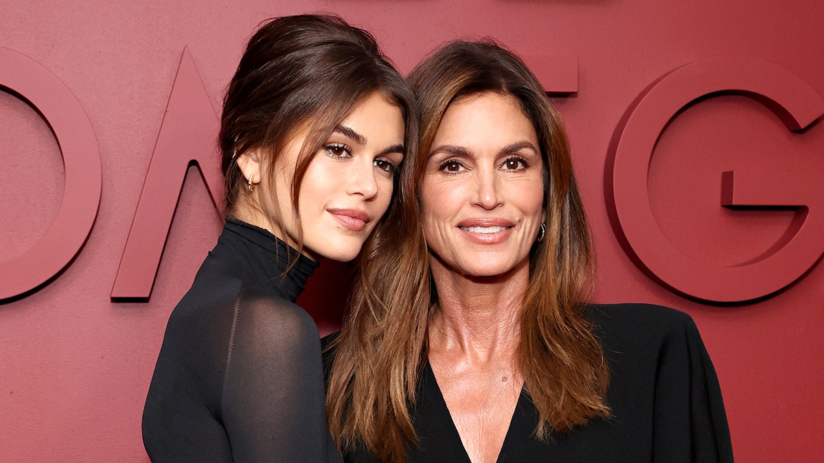 Kaia Gerber and Cindy Crawford match in black outfits
