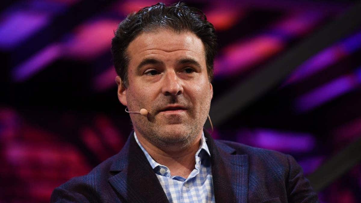 Darren Rovell speaks on stage at Collision 2019 in Toronto.