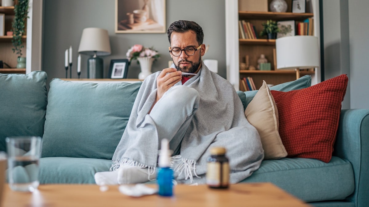 Man sick with flu