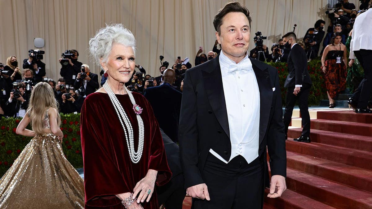 Maye Musk and Elon Musk attend the Met Gala at the Metropolitan Museum of Art.
