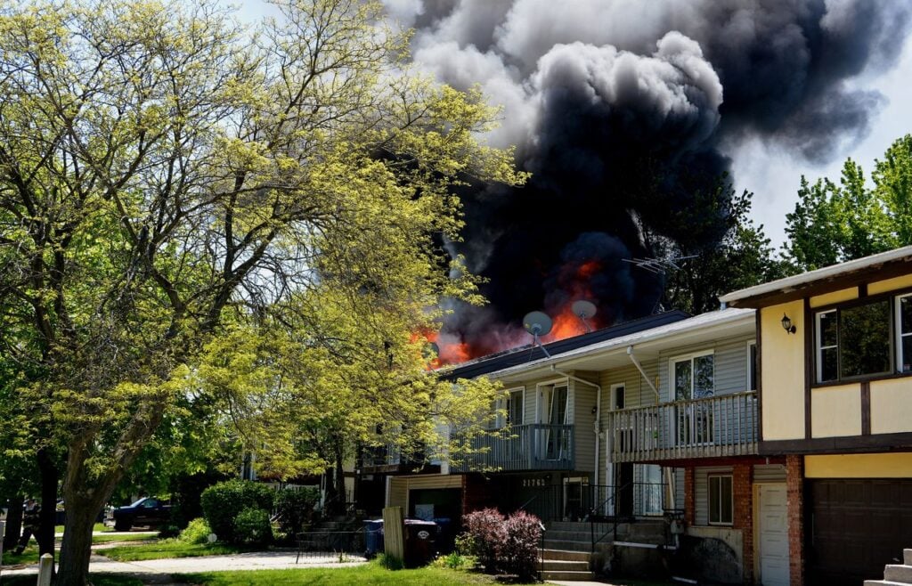 apartment home on fire