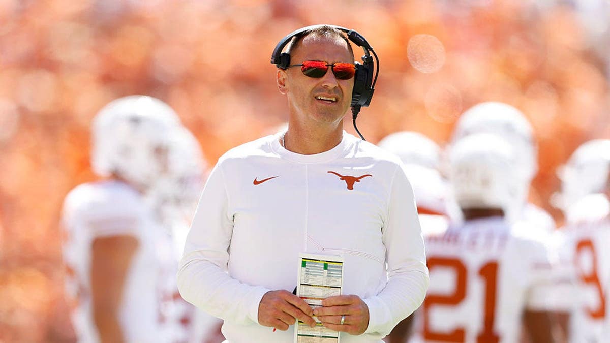 Steve Sarkisian, head coach of the Texas Longhorns, looks on during a game at Neyland Stadium.