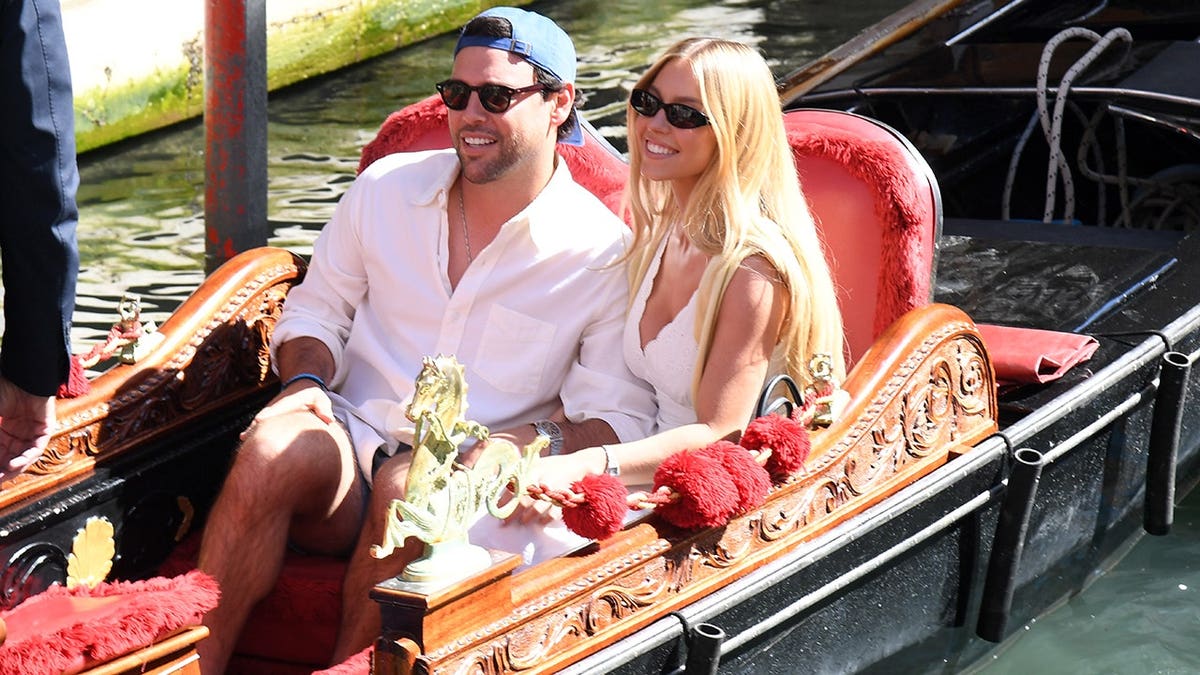 Sydney Sweeney and Scooter Braun riding a gondola in Venice, Italy in September 2026.