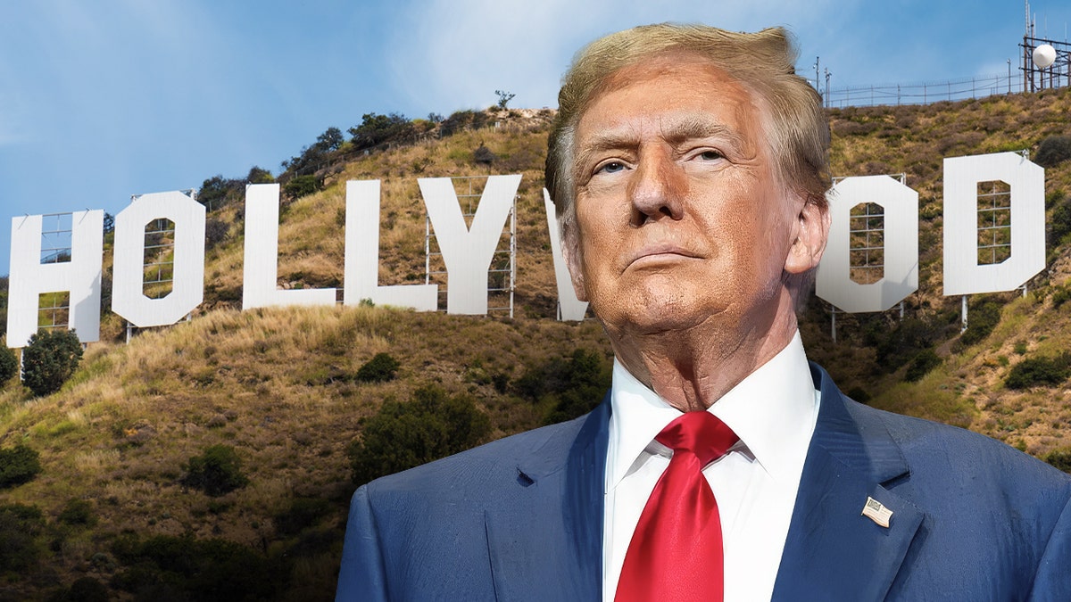 President Trump's image in front of the Hollywood sign