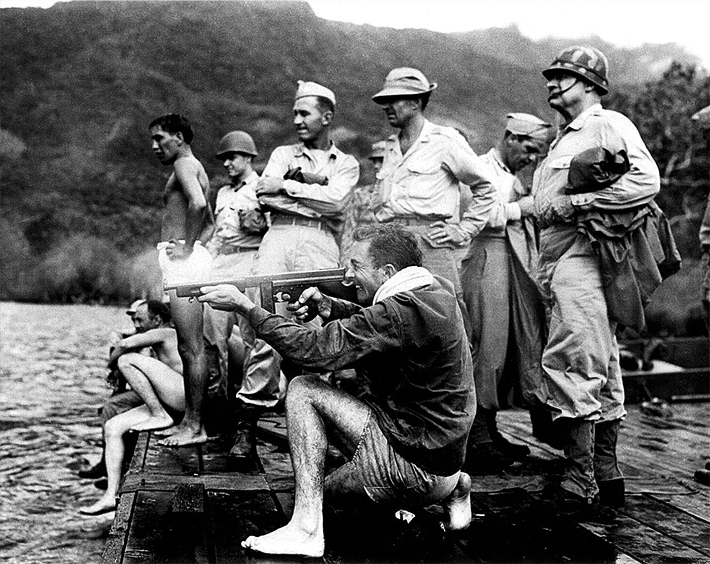 Alamo Scouts train with Thompson submachine guns