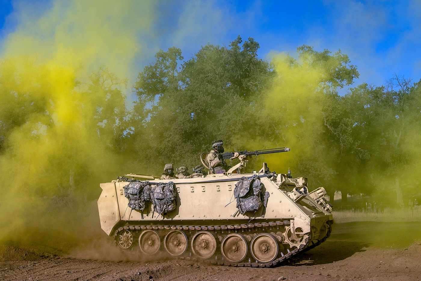 US Army soldiers in M113 during training in 2018