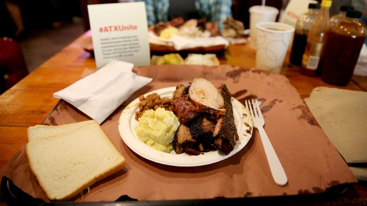 A plate of Franklin Barbecue is shown during the 2016 SXSW Music, Film + Interactive Festival in Austin, Texas.
