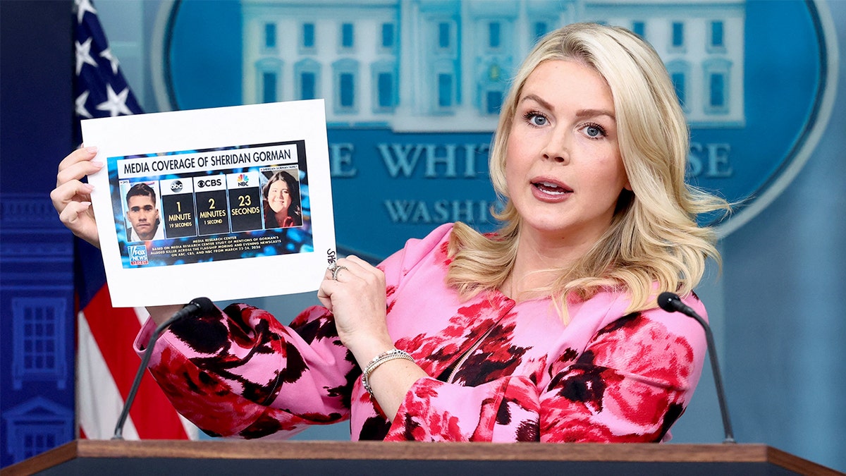 Karoline Leavitt holds Media Research Center study